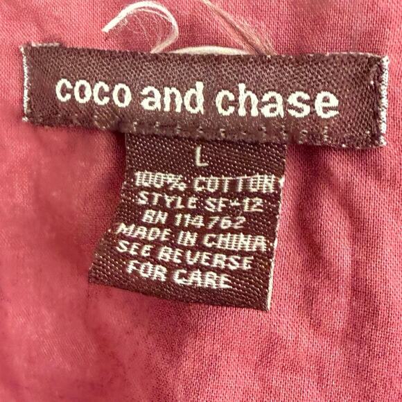 COCO & CHASE 100% Cotton Sheer Blouse Size Large - Picture 4 of 5